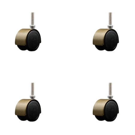 Service Caster 2'' Floor Safe Antique Hooded Twin Wheel Caster 3/8 Threaded Stem, 4PK SCC-TS02S50D-NYU-WA-381615-4